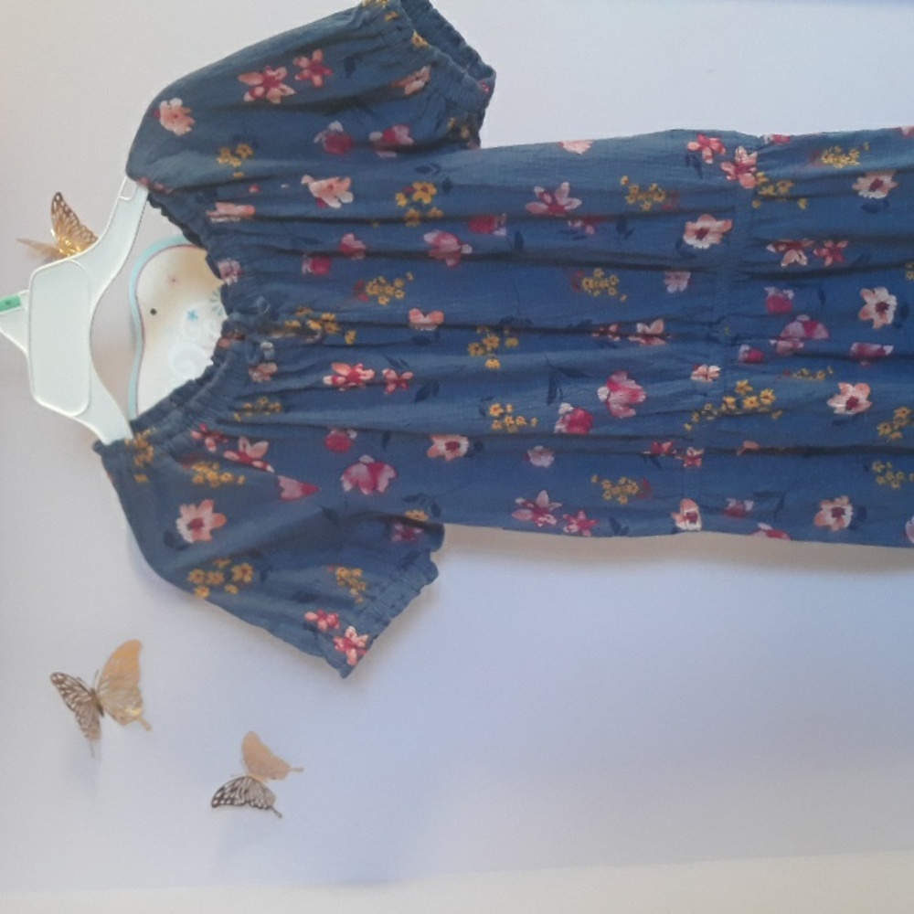 Carter's Girl  one piece Blue Floral Romper Size 12.
